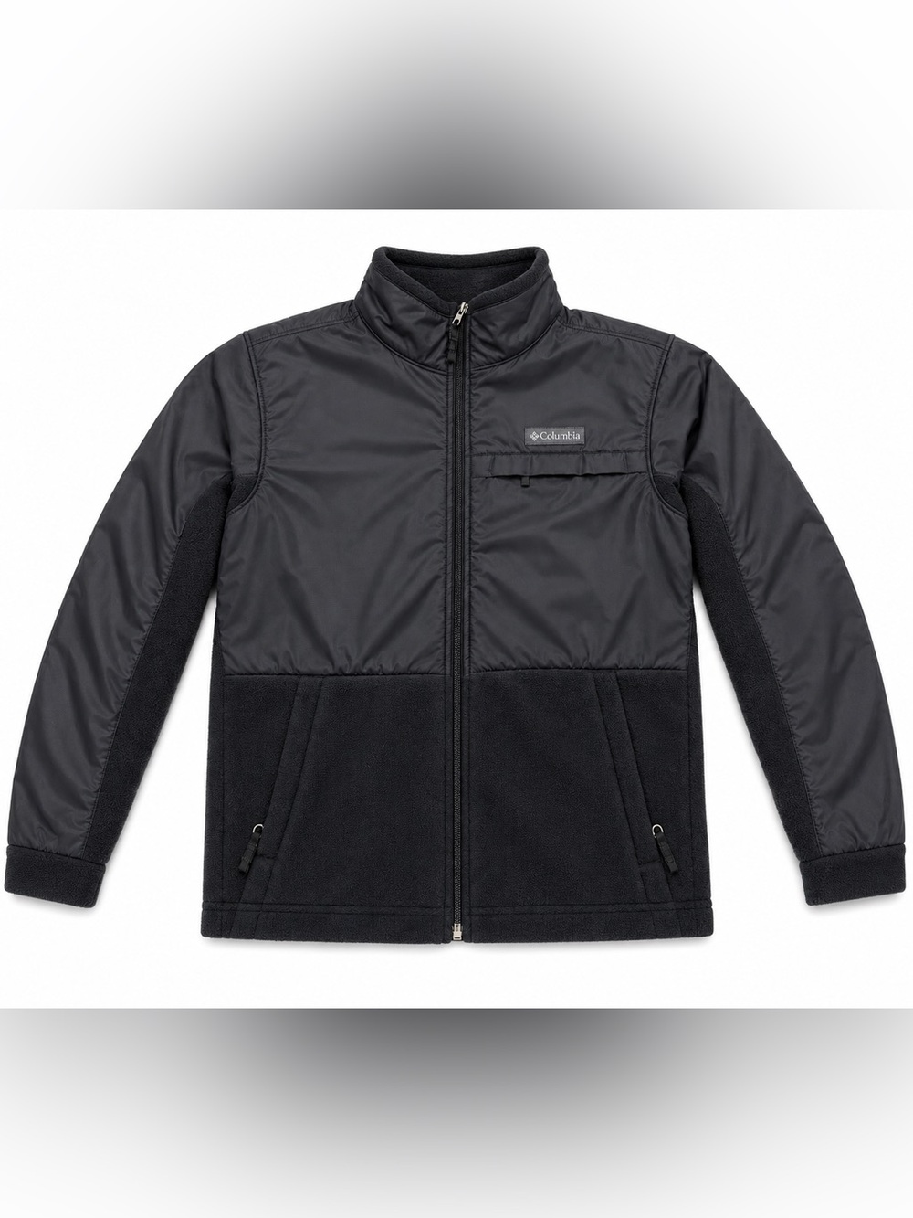 Columbia Kids Fleece Jacket Size M 10/12 Black Full Zip Outdoor Coat
